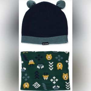 NWT Columbia toddler hat and scarf combo - navy/woodlands one size